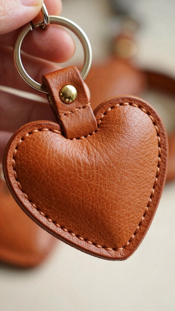 beginner faux leather heart keychain