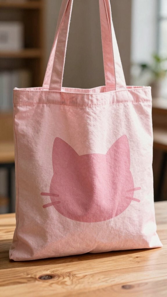 bold pink kawaii cat tote