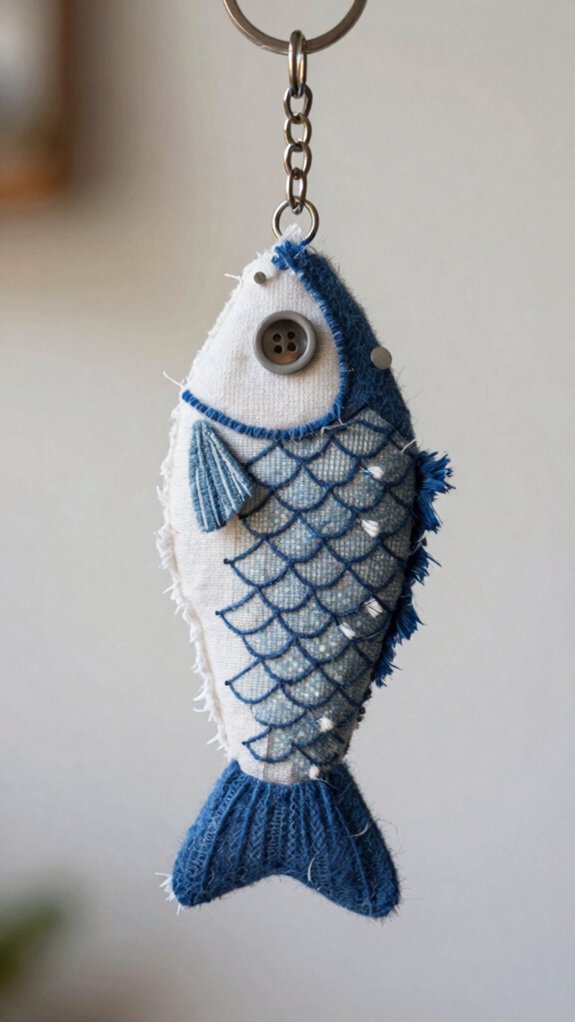 cheerful beaded fabric scrap fish