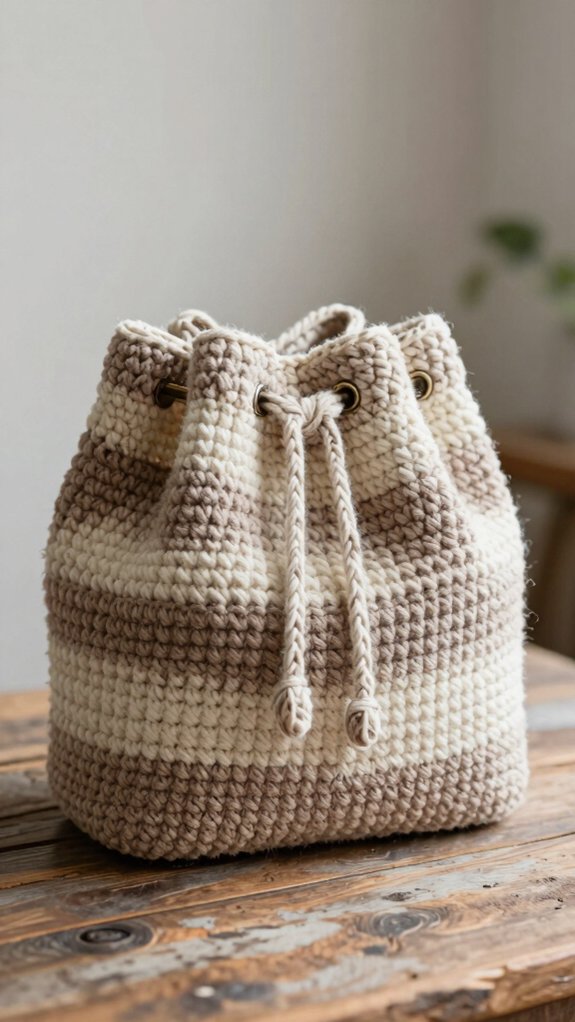cinchable round bucket bag