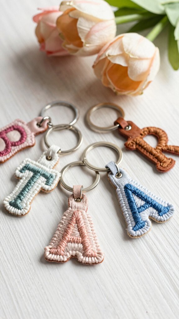 color blocked initial keychain tassel