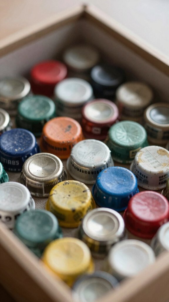 color coded bottle cap keepsakes