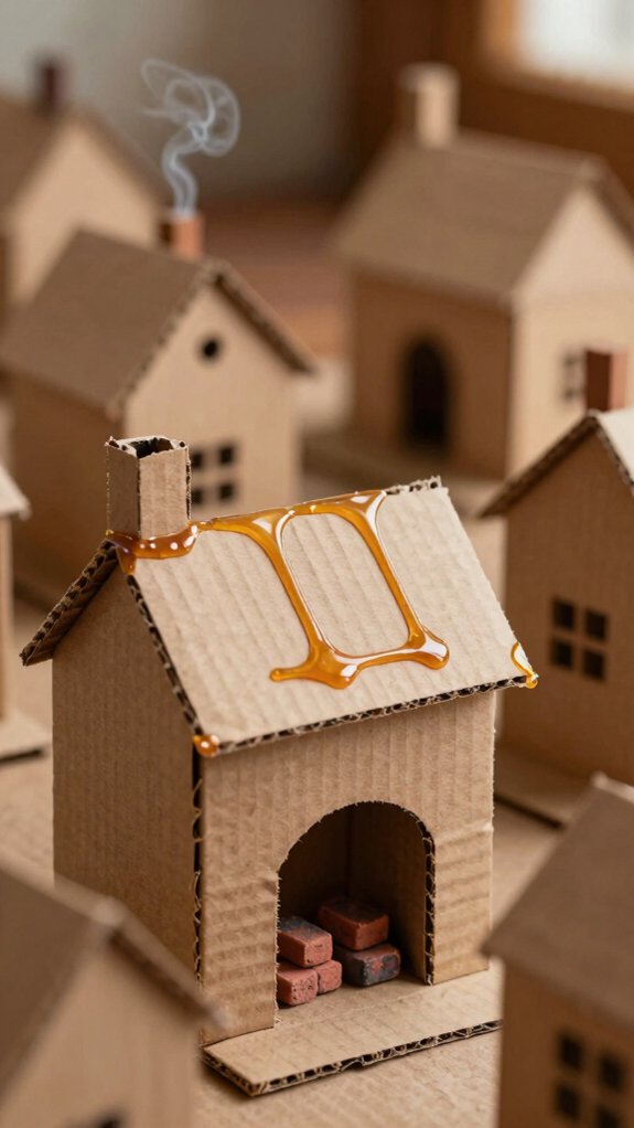 cozy cardboard faux fireplace village