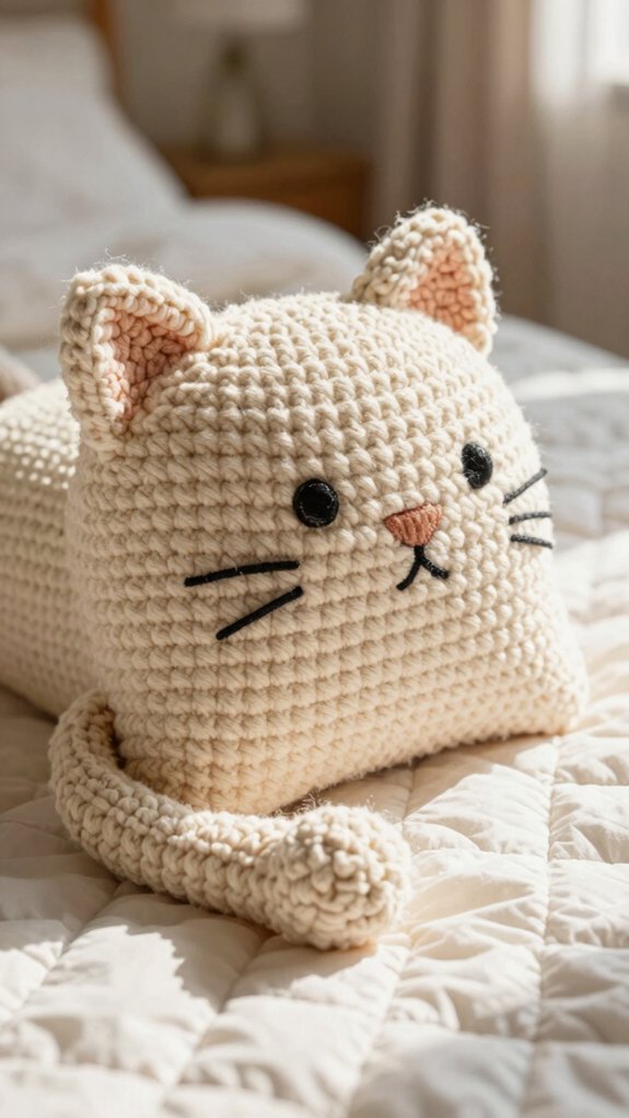 cozy crocheted cat pillow pattern