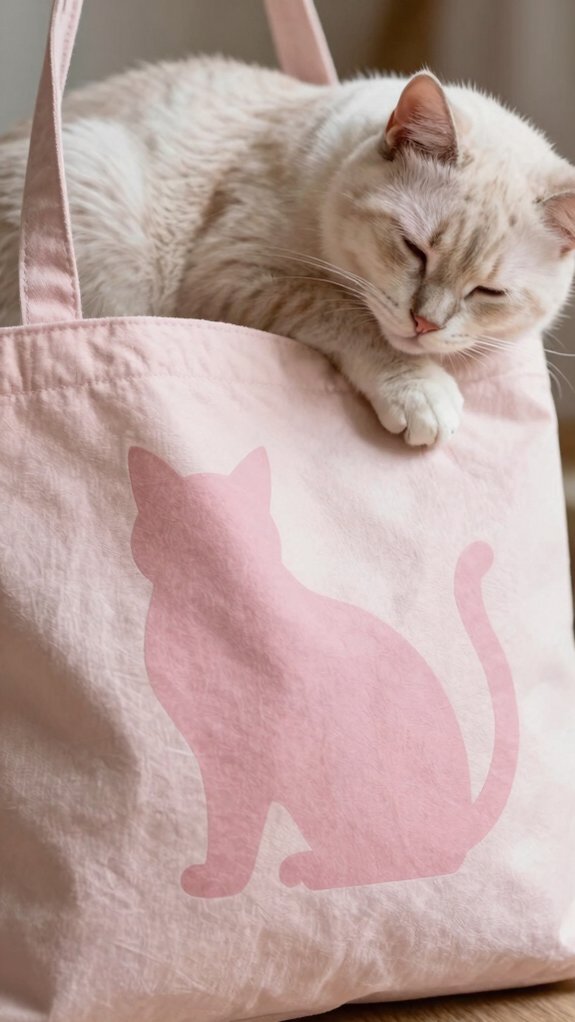 cozy sleeping cat tote bag