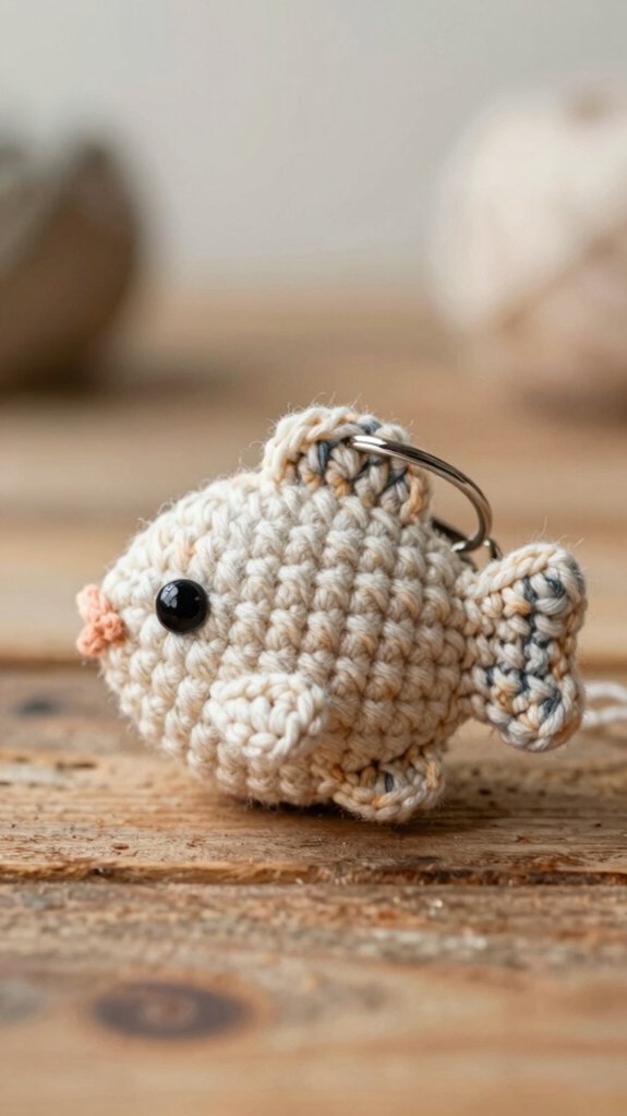 cozy yarn crochet fish keychain