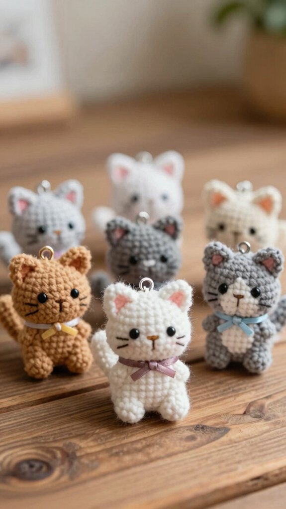 crochet keychain cat with safety eyes