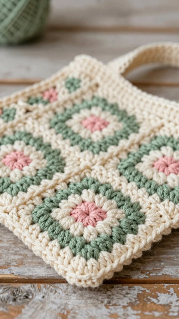 crochet stack of squares tote
