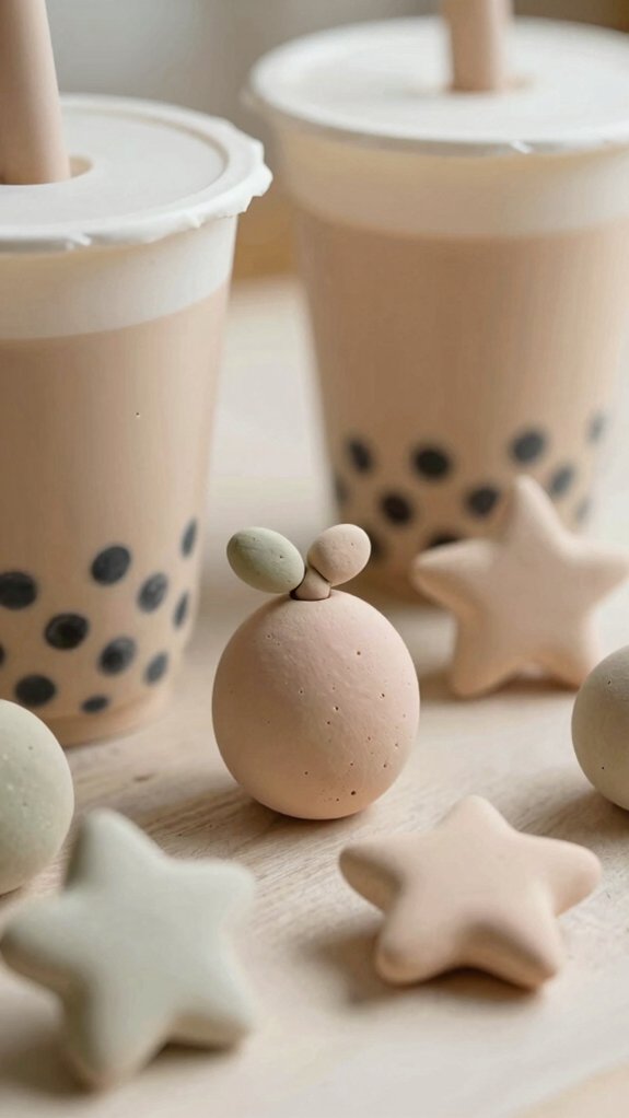 cute clay bubble tea cups