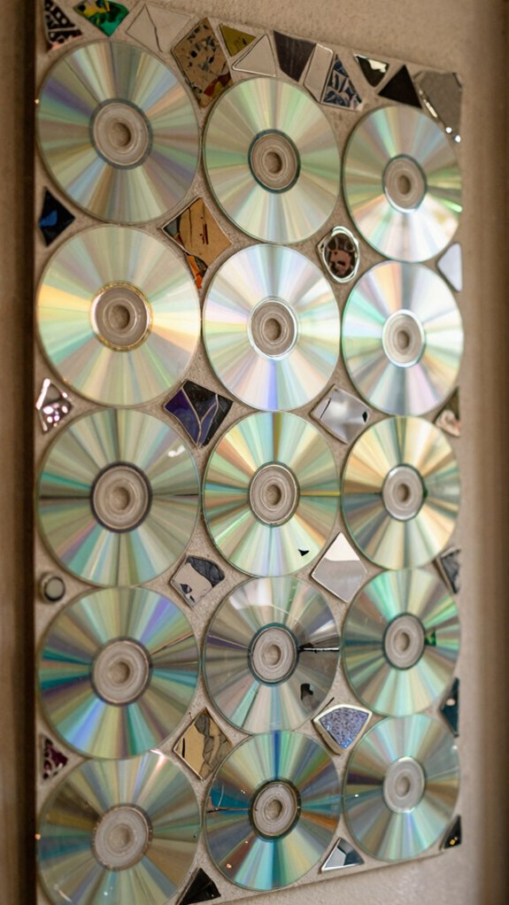 diy cd mosaic wall sparkle