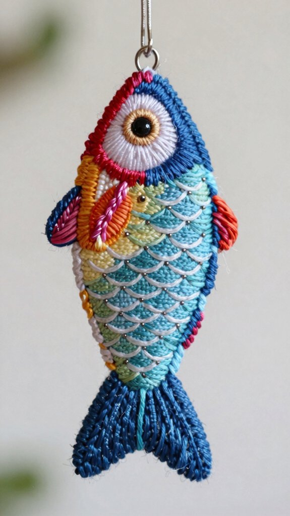 embroidered fish keychain magic