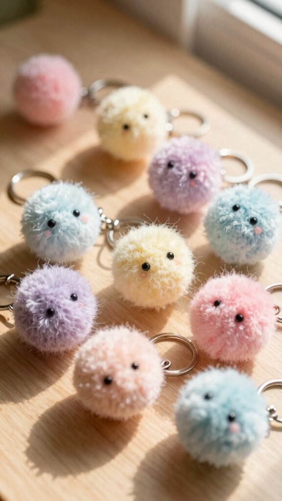 fluffy pom pom keychains