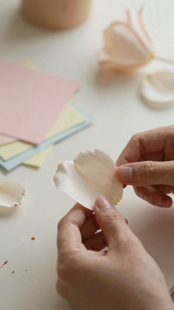 fold paper flowers with creases