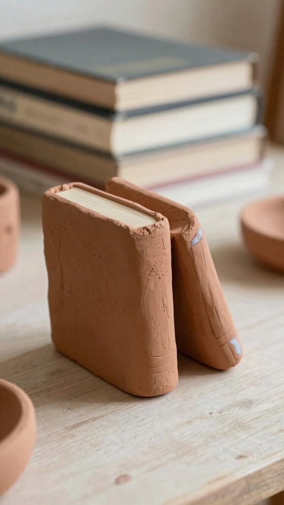 handmade chunky clay bookends