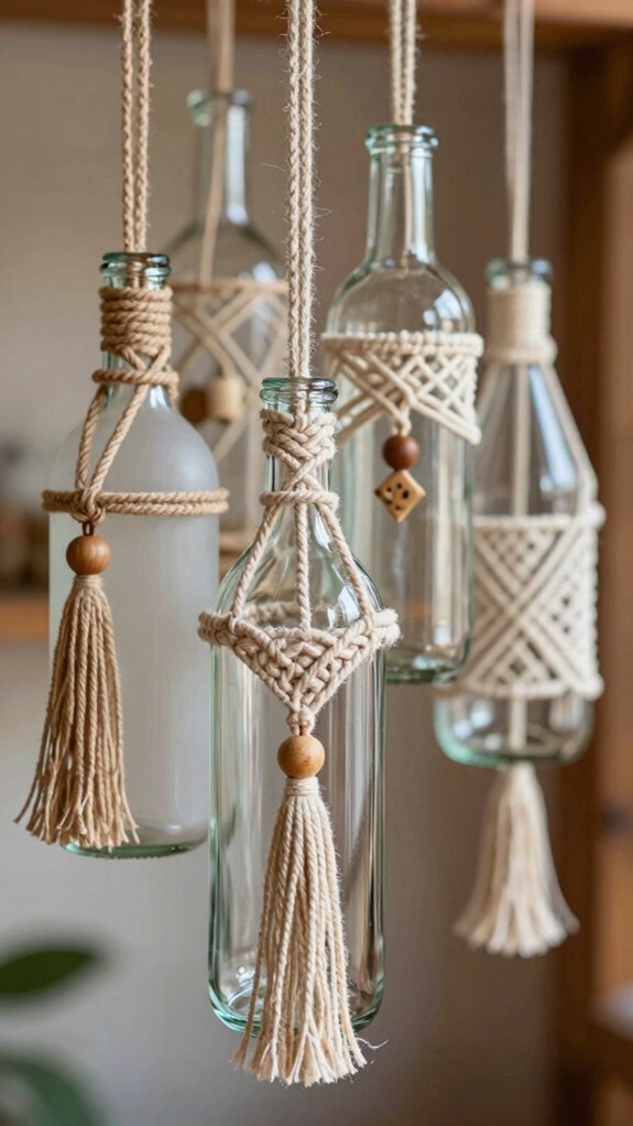 hanging macram bottle display