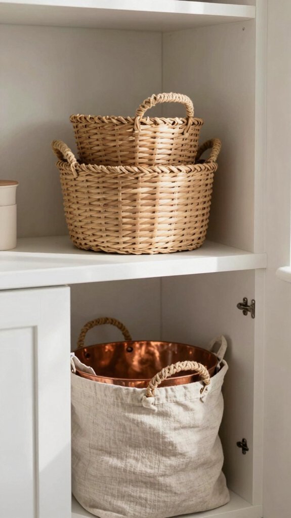hidden hamper stacked baskets