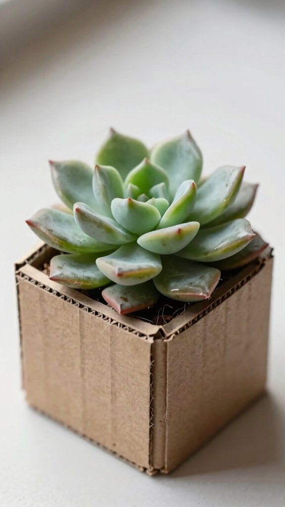 hot glue corrugated succulent cover