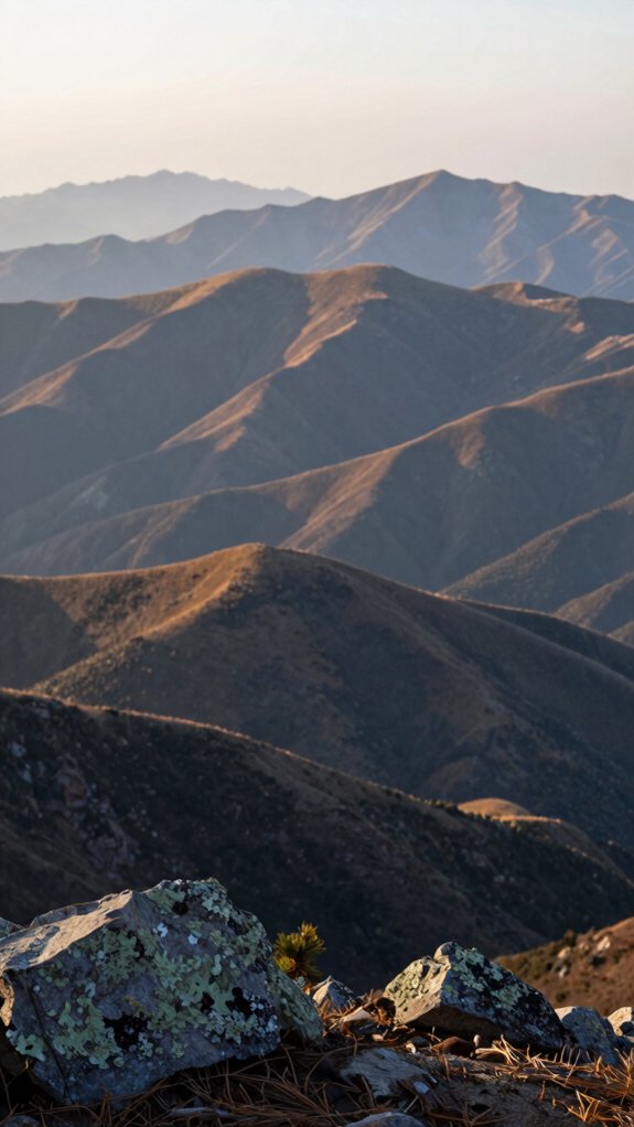layered mountains with misty depth