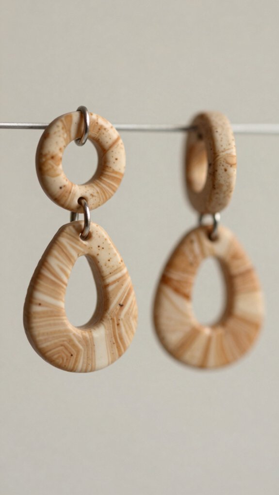 lightweight marbled clay earring