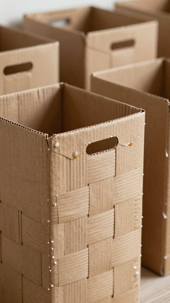 matte painted cardboard storage bins