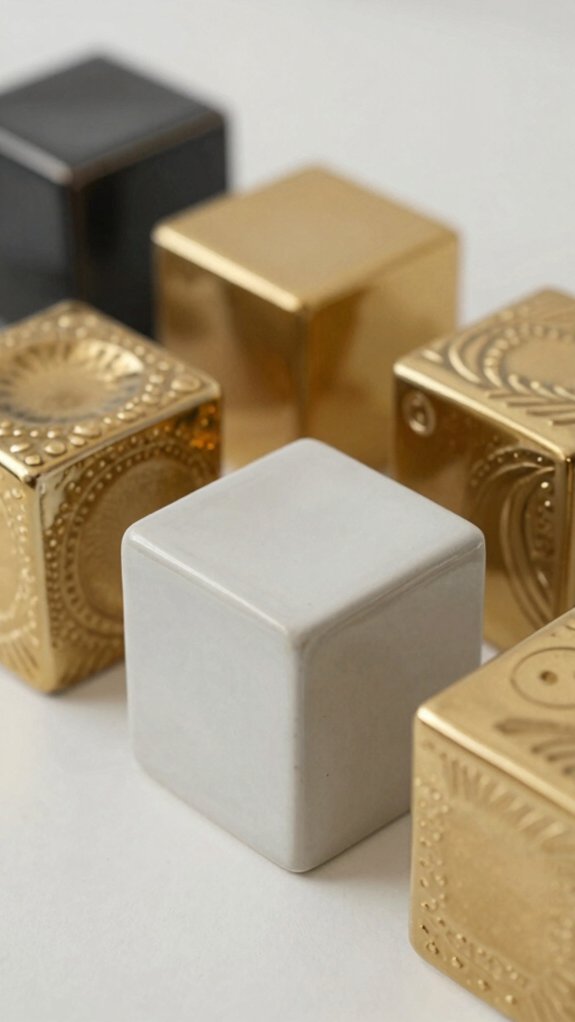 metallic gold geometric accents