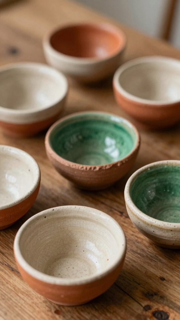 mini clay bowls with floral texture