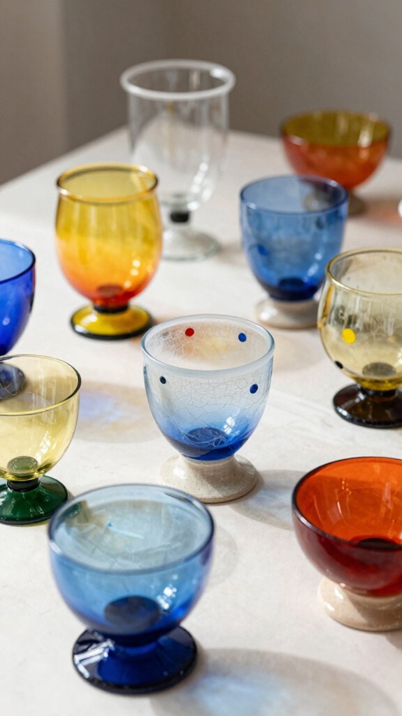 muted botanical painted glassware
