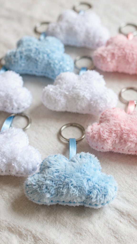 pastel mini plush cloud keychain
