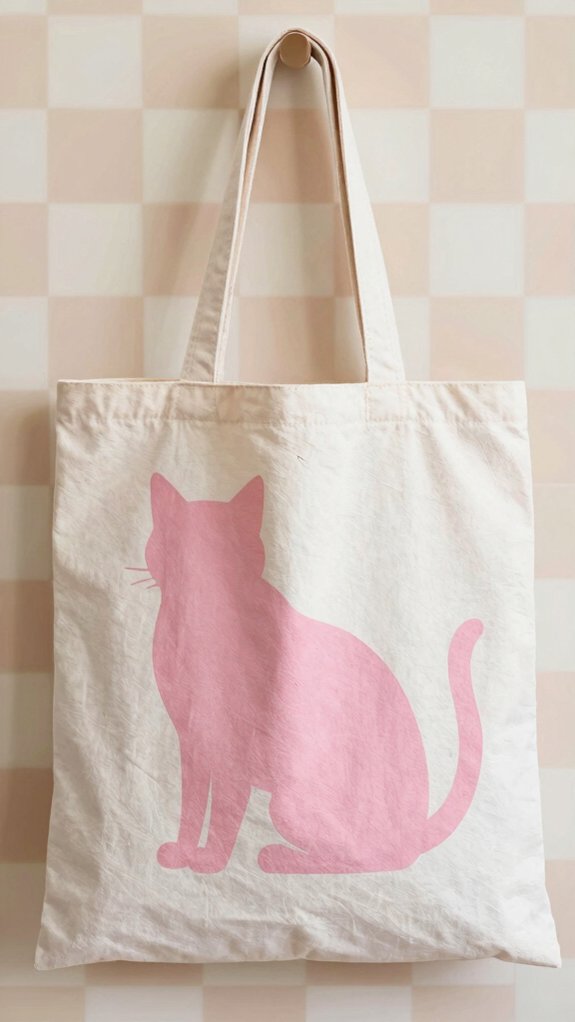 pink cat checkerboard tote