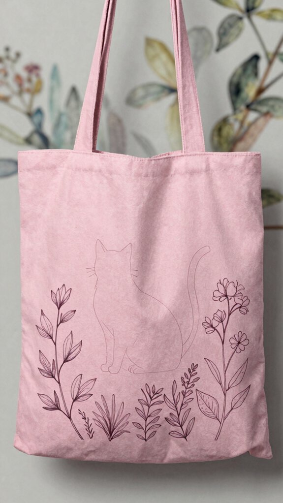 pink cat garden line art