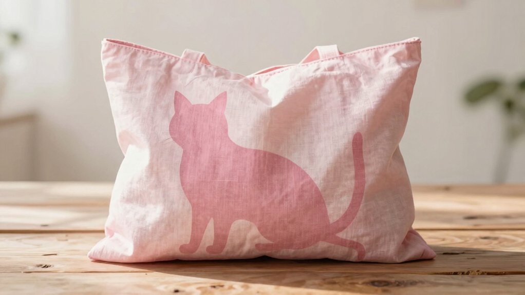 pink cat silhouette tote bag