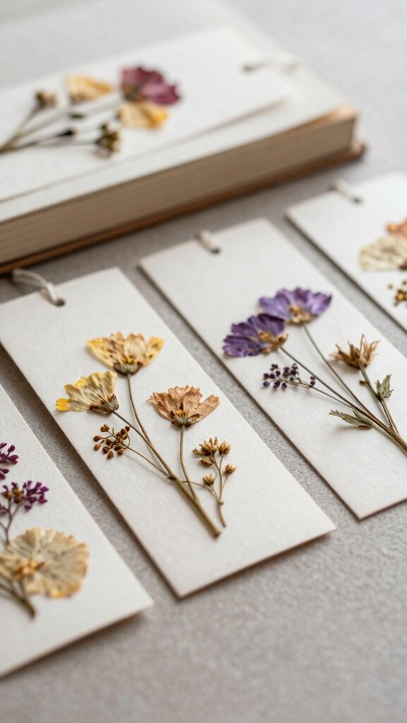 pink sakura dried flower bookmarks
