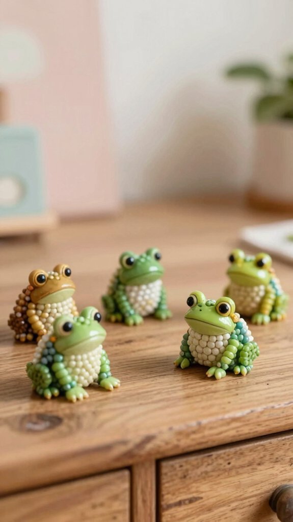 pocket sized beaded frog charm