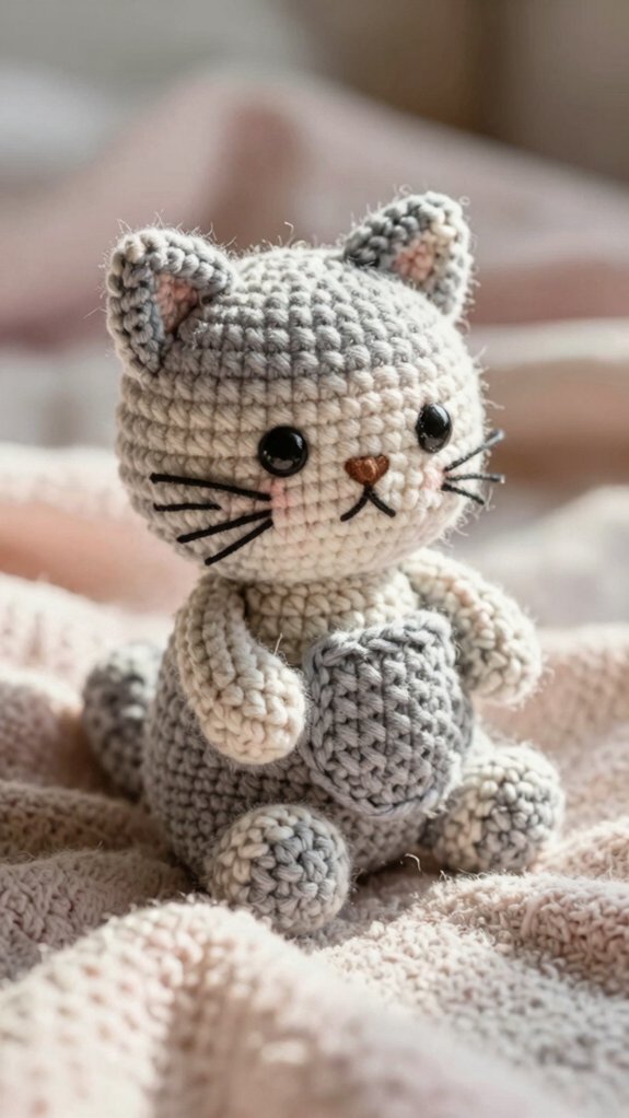 pocket sized crocheted cat charm