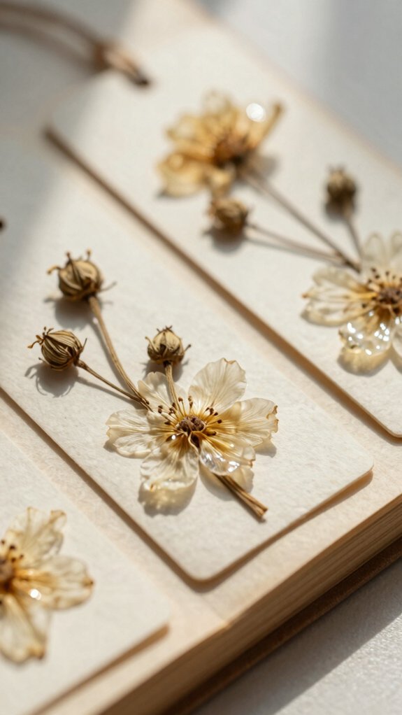 pressed flower resin bookmark