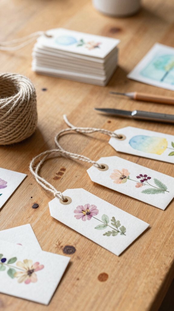 pressed flowers gift tags