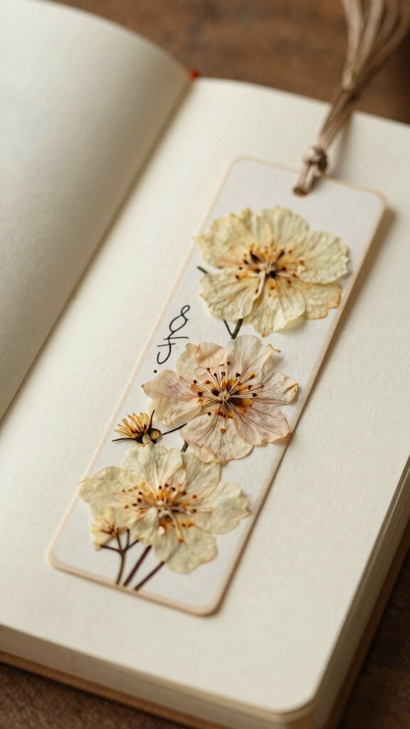 pressed flowers name bookmark gift
