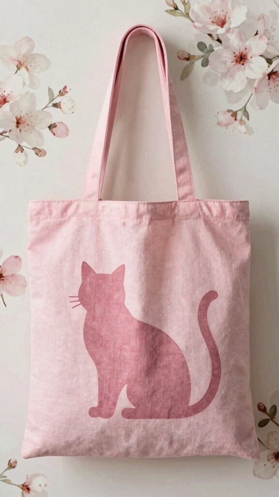 reusable floral cat tote bag
