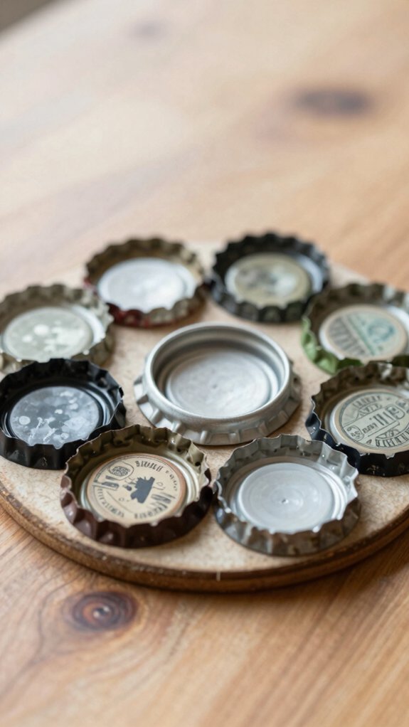 rustic bottle cap coasters set