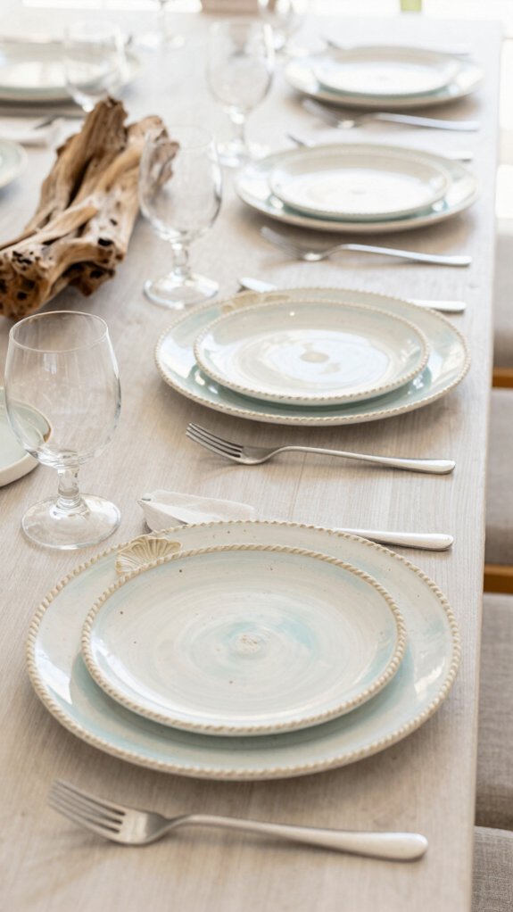 sea glass watercolor charger plates