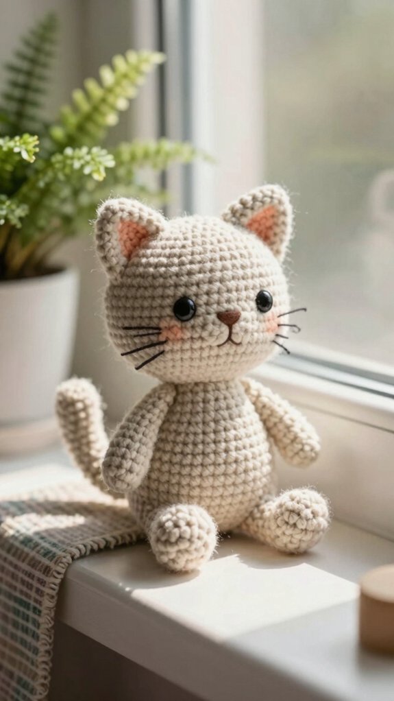 seated cat amigurumi steps