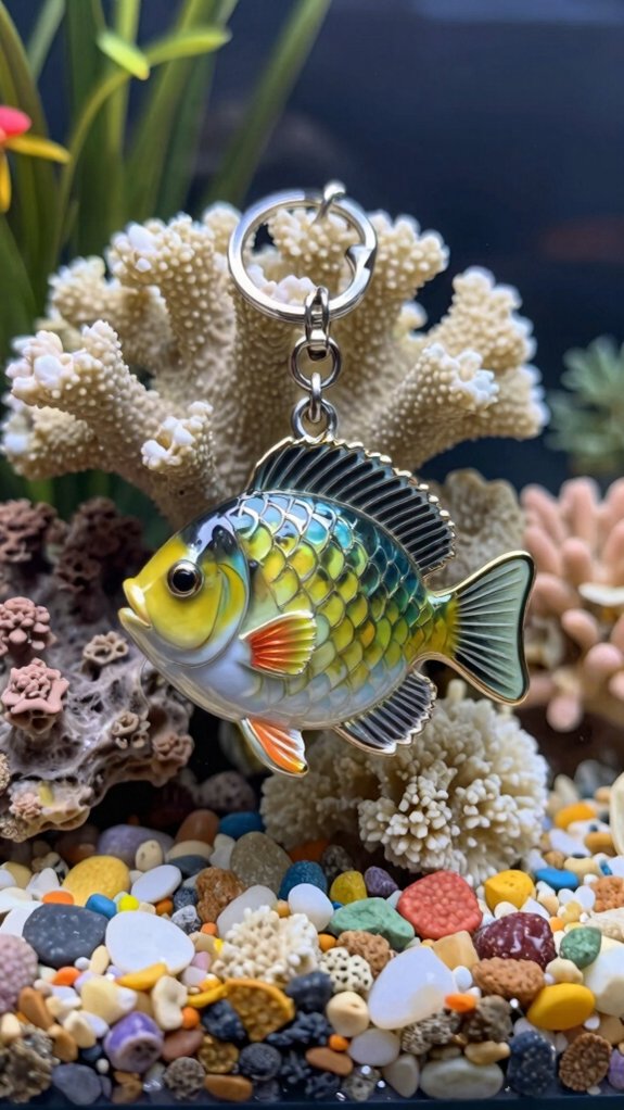 silver blue beaded tropical keychain