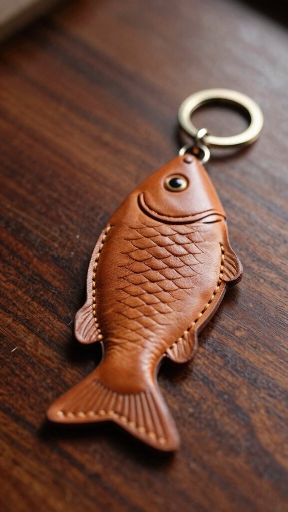 simple leather fish keychain
