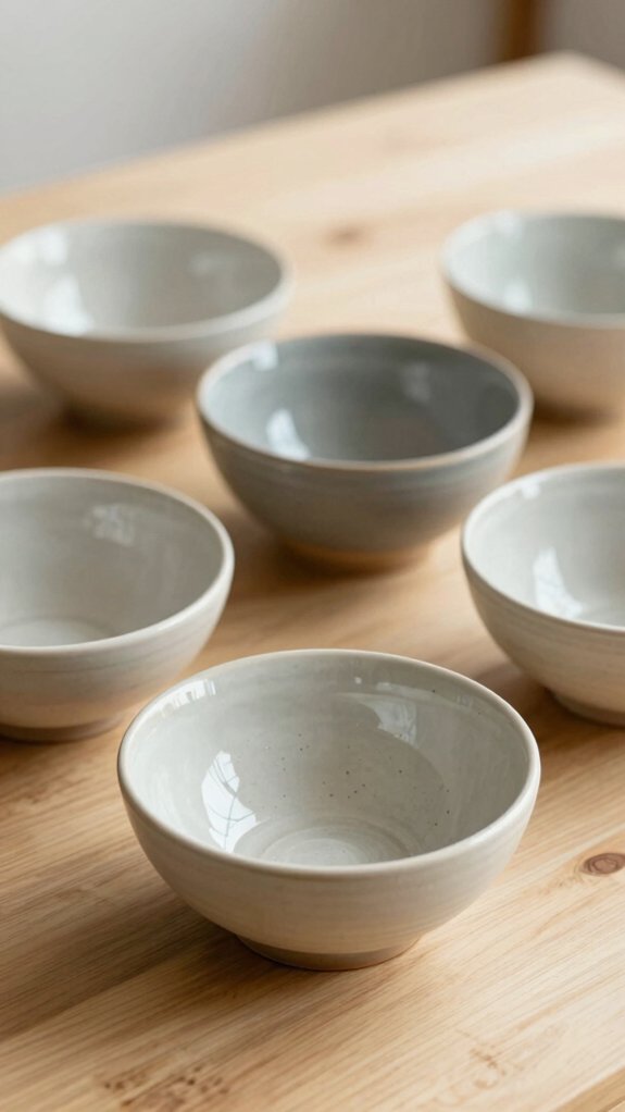 slab built rounded dipping bowls