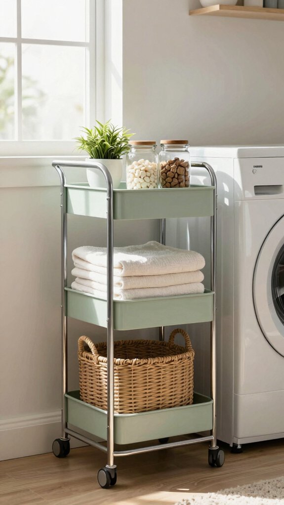 slim rolling laundry cart