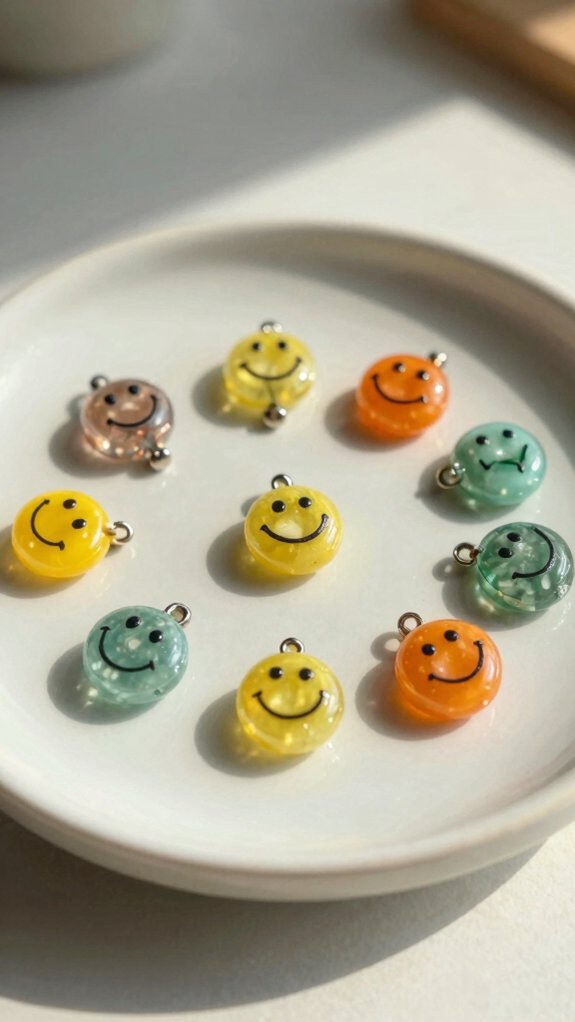 smiley bead charm keychain