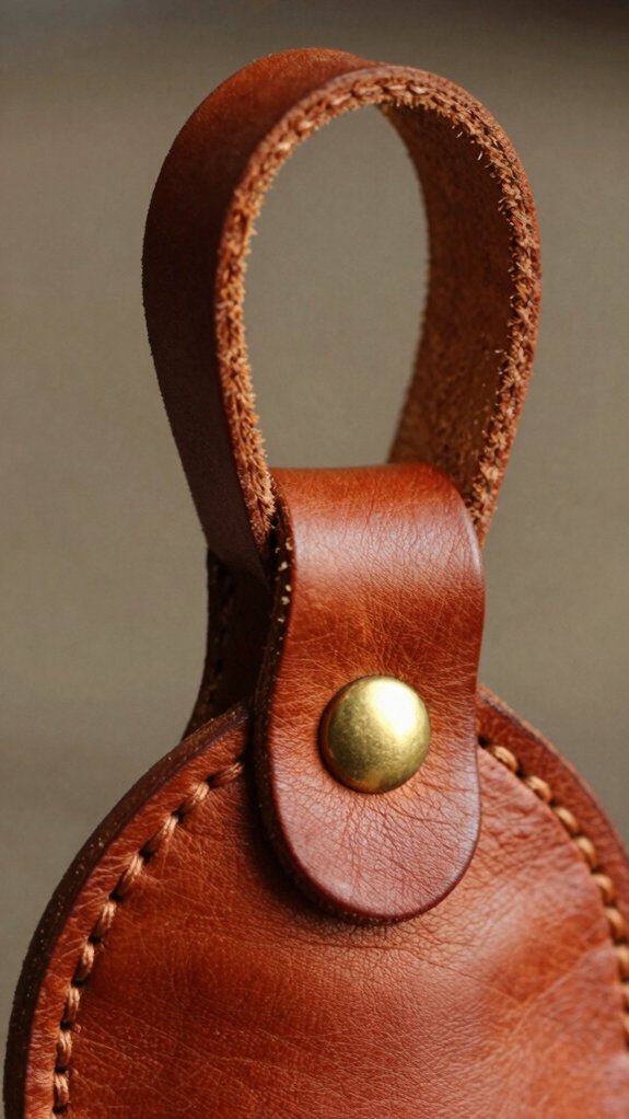 stitched leather loop keychain