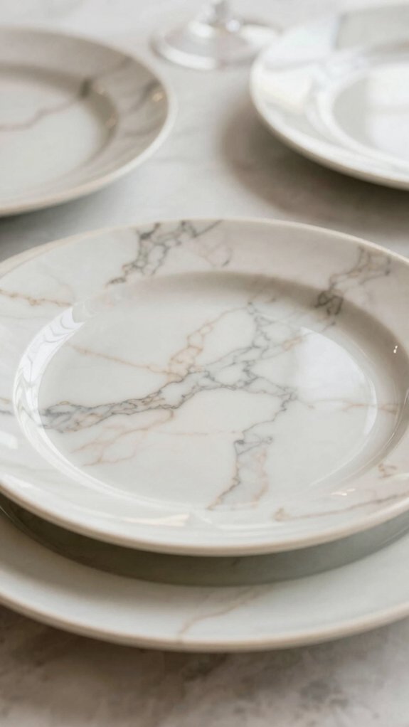 swirled marble charger plate finish