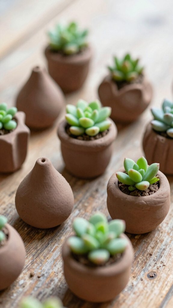 tiny air dry clay plant pots