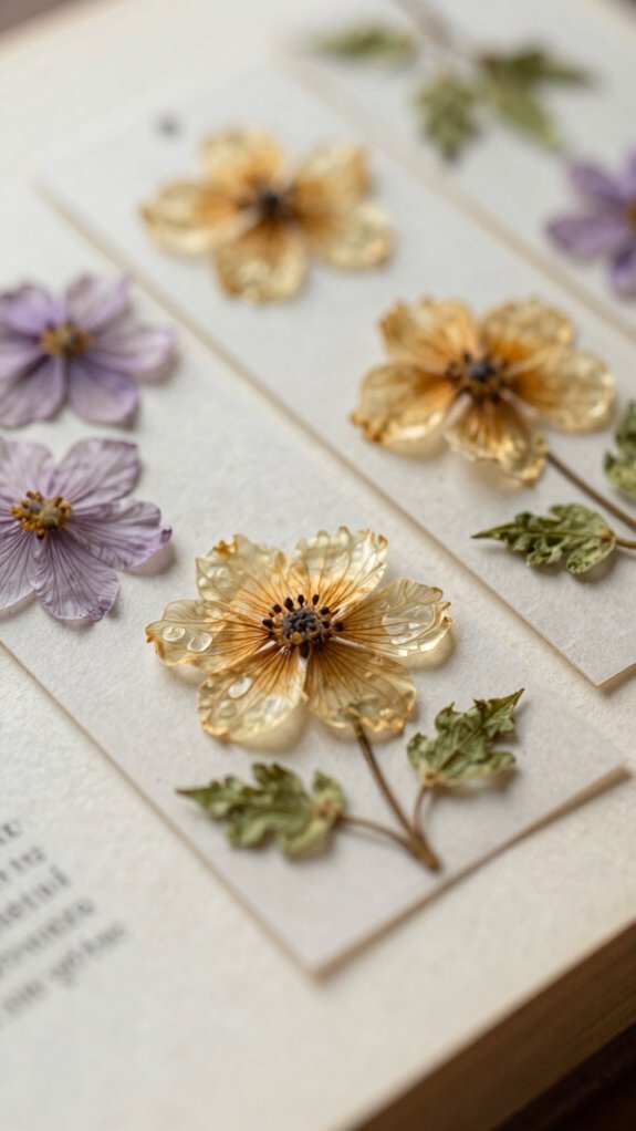 transparent laminated pressed flower bookmark
